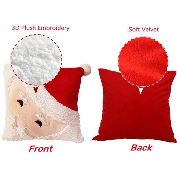 2 Pcs  |  Santa Claus Winter Decorative Pillow case  |  Home Decor 18x18 inch - Picture 4 of 8